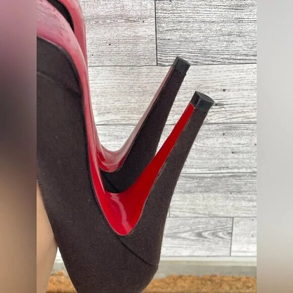 Christian Louboutin red bottom Brown Wool women’s Heels size 39 .8.5 - Picture 9 of 13